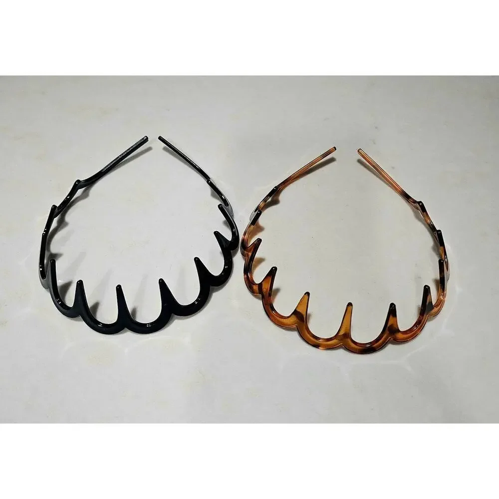 2pc Zig Zag Headband Set Black Tortoiseshell Hair Hoop Teeth Comb Style2pc...